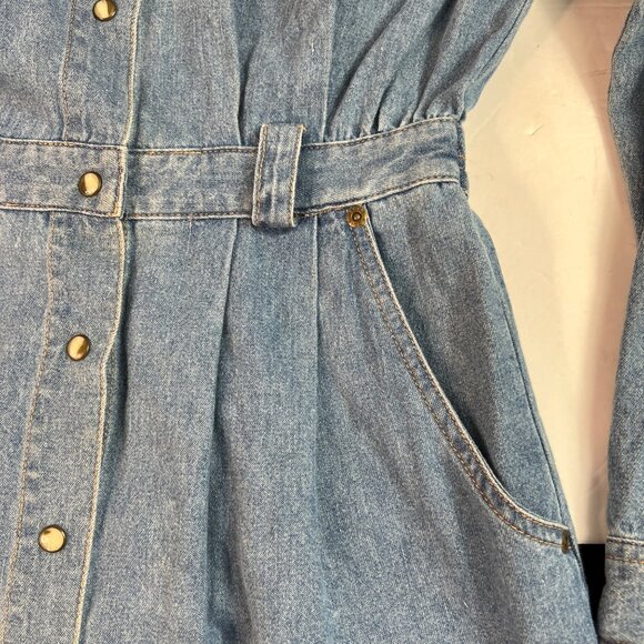 VTG Eddie Bauer Women's Denim Shirt Dress Size M Button-Front Long Sleeve Casual - Picture 5 of 11